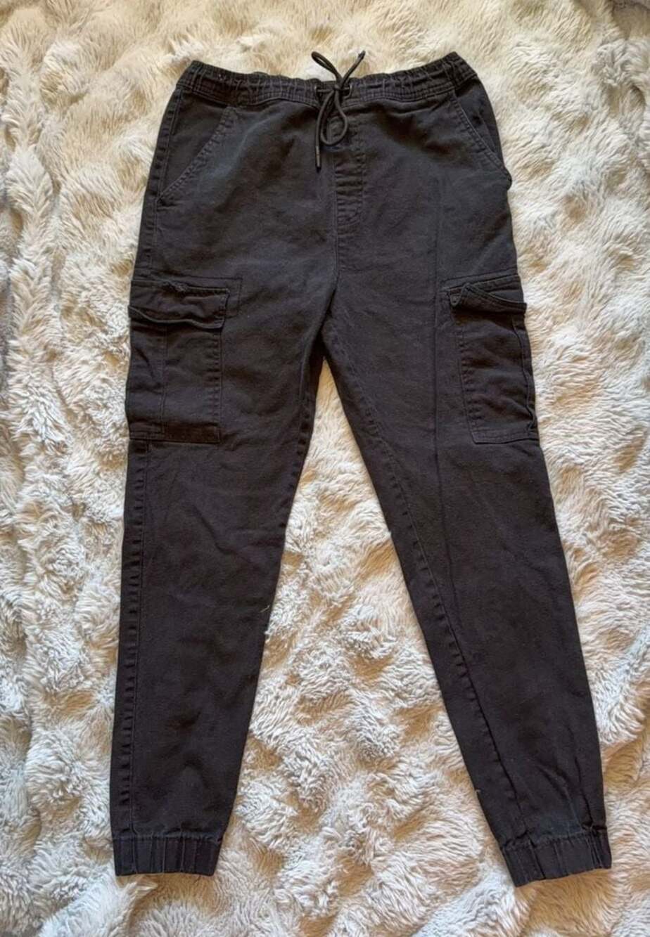Black Canvas Cargo Jogger Pants